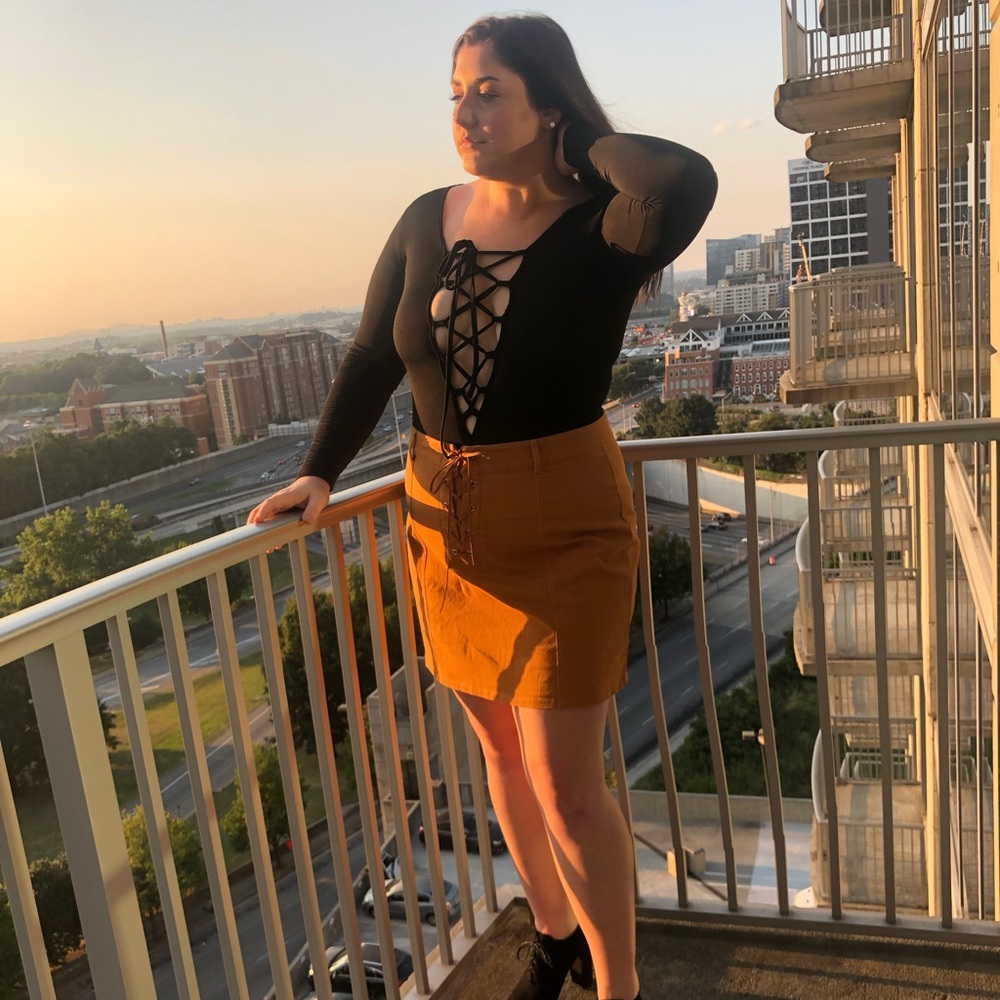 Sexy Bodysuit Plus Size Deep V-Neck Cross-cross